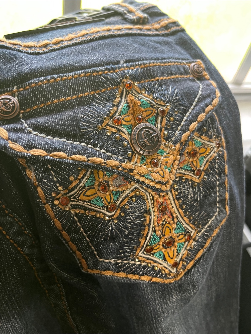 Grace in LA Embellished Bootcut Jeans Blue 26